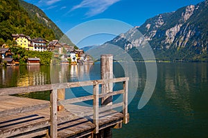 Lookin across the lake at the idyllic village of Hallstatt