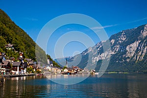 Lookin across the lake at the idyllic village of Hallstatt