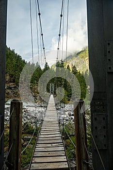 Looking Across The Carbon River Suspension Bridge