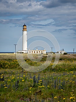 Looking across the dunes to Barns Ness Lighthouse