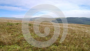 Looking across hillside to distant sea