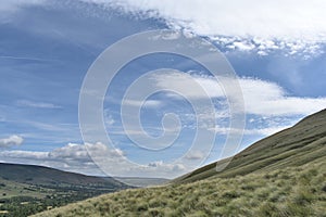 Looking across hillside to great sky