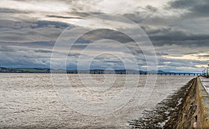 Looking Across the River Tay Dundee Towards the Rail Bridge in t