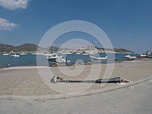Looking across to Poros from Galatas, Peloponnese, Greece