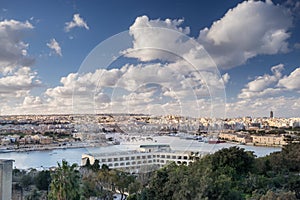 Looking across Valletta to Marsamxett Harbour