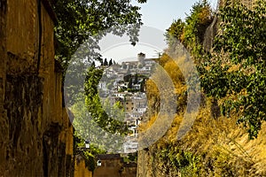 Looking across the valley towards the Albaicin area of Granada, Spain