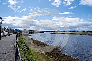 Looking Along Irvine Harbour North Ayrshire Scotland on a bright day in April