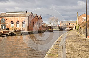 Looking along the Leeds Liverpool canal towards Wigan Pier. photo