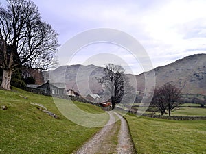 Looking along path down Deepdale, Lake District