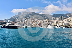 Looking Back at Monaco\'s Port Hercule from the End of the Pier
