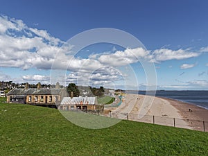 Looking from Broughty Castle towards Broughty Ferry beach and along to Monifieth and Barry Buddon