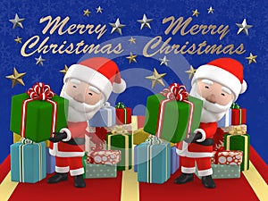 3D Render stereogram of Merry Christmas Santa Claus