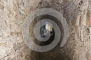 Looking into a dark corridor of the Citadel of Namur