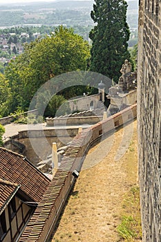 Looking down at the access bridge of Veste Coburg