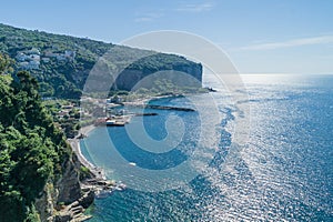 Looking down on Amalfi coast at Vico Equense, near Sorrento in Italy photo