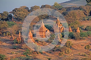 Looking down on Bagan Temples at sunrise