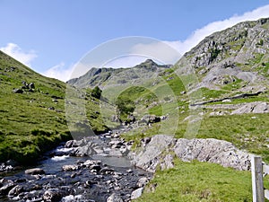 Looking down beck to Dollywagon Pike, Lake District