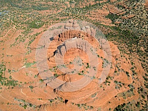 Looking down on Bell Rock near Sedona, Arizona, aerial image