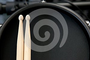 Top view snare and sticks