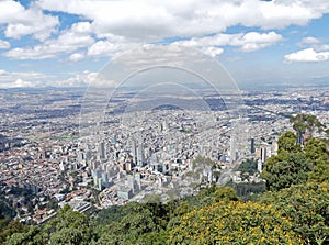 Looking down on Bogota, Colombia, from the mountain of Montserrate photo