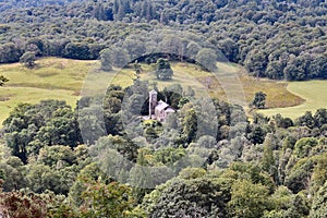 Looking down on Brathay Church near Ambleside