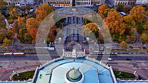 Looking down Burgtheater flying over Vienna