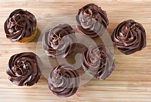 Looking down on chocolate cupcakes