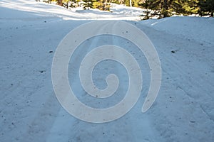 Looking Down Cross Country Skiing Tracks