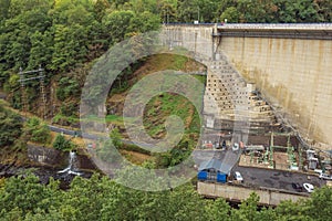 Looking down at the dam of the Upper Sauer Lake