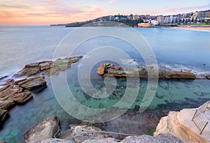 Looking down into Giles Baths Coogee sunrise