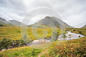 Looking down Glen Etive. Landscape.