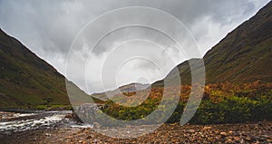 Looking down Glen Etive. Landscape.