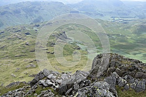 Looking down from Horn Crag, Lake District