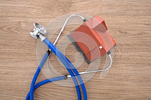 Looking down a house model with a stethoscope on the table