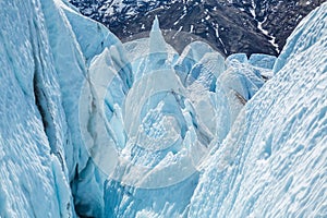 Looking down into an icefall of the Matanuska Glacier in Alaska