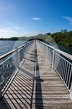 Looking Down Long Bridge Across Bay