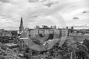 Looking down from the Necropolis to Glasgow Cathedral and the old Royal Infirmary