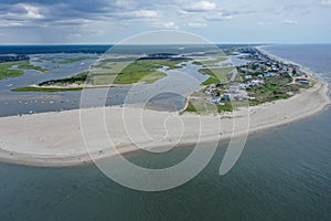 Looking down Oak Island beach from the air