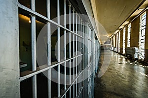 Looking Down Prison Cell Block at Bars