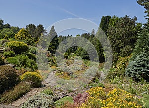 Looking down the Rock Garden Path in the St Andrews Botanic Gardens in Fife.