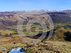 Looking down on Rosthwaite, Lake District, England