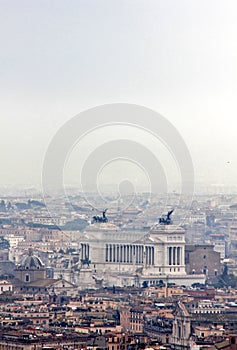 Looking down from San Pietro dome to the Altare della Patria, Rome, Italy