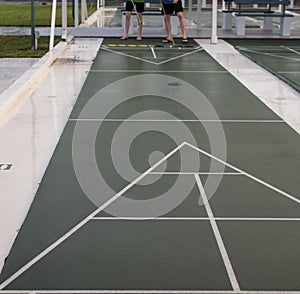 Looking Down a Shuffleboard Court