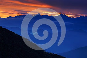 Looking down on Sierra Nevada de Santa Marta, high Andes mountains of the Cordillera, Paz, Colombia photo