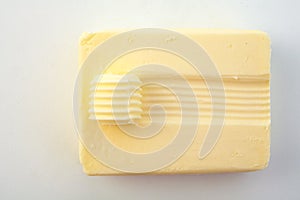 Looking Down at Slab of Butter with Curl on Top