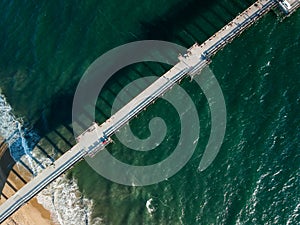 Looking down on a Southern California pier