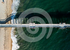 Looking down on a Southern California pier