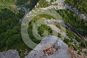 Looking down to canyon Verdon from an overlook