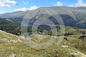 Looking down to Harrop Tarn