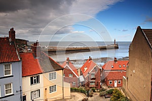 Looking down to Whitby Harbour